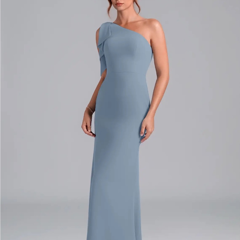 Azazie bridesmaids gown silver